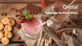  Presentation with milkshake - Presentation theme enhanced with delicious milkshakes on wooden background background and a tawny brown colored foreground
