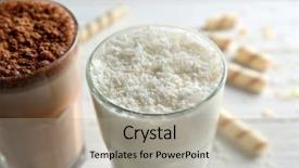  Presentation with milkshake - Audience pleasing PPT theme consisting of delicious milkshakes on wooden table backdrop and a mint green colored foreground