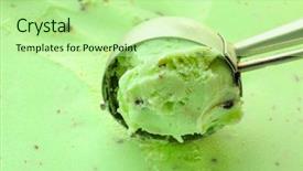  Presentation with chocolate chip - Audience pleasing theme consisting of delicious mint chocolate chip ice backdrop and a mint green colored foreground