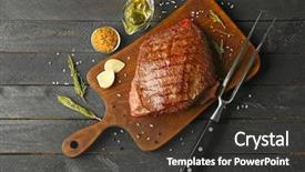  Presentation with airport boarding board - Colorful theme enhanced with delicious moist steak on board backdrop and a  colored foreground