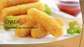  Presentation with mozzarella cheese - Audience pleasing theme consisting of delicious mozzarella fried sticks backdrop and a gold colored foreground
