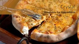  Presentation with pizza and sports - PPT theme consisting of delicious mozzarella pizza stuffed bale background and a gold colored foreground