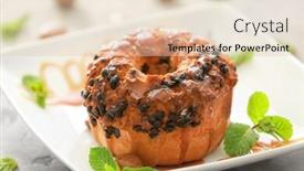  Presentation with muffin - Presentation theme having delicious muffin with caramel topping on plate closeup background and a lemonade colored foreground