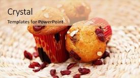  Presentation with muffins - Slides enhanced with delicious muffins with cranberries - sweet food shallow dof background and a lemonade colored foreground