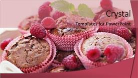  Presentation with muffins - Colorful slide deck enhanced with delicious muffins with raspberries - sweet food backdrop and a coral colored foreground