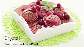 Presentation with muffins - Amazing slide deck having delicious muffins with raspberries - sweet food backdrop and a soft green colored foreground