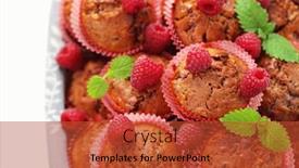  Presentation with muffins - Amazing PPT layouts having delicious muffins with raspberries - sweet food backdrop and a red colored foreground