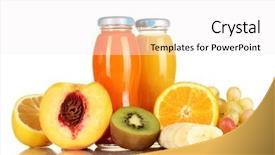  Presentation with fruit juice bottle - Audience pleasing slide deck consisting of delicious multifruit juice in a bottle and fruit next to it isolated on white backdrop and a white colored foreground