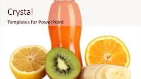  Presentation with fruit juice bottle - Beautiful PPT theme featuring  backdrop and a  colored foreground