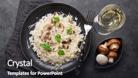  Presentation with wine cheese - Presentation theme featuring delicious mushrooms risotto dressed background and a wine colored foreground