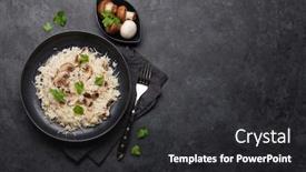  Presentation with mushrooms - Presentation design featuring delicious mushrooms risotto dressed background and a dark gray colored foreground