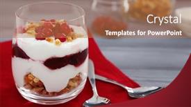  Presentation with yogurt - Presentation theme consisting of delicious natural yogurt parfait background and a coral colored foreground