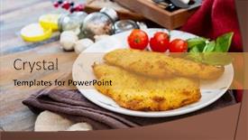  Presentation with delicious in memory - Slide deck with delicious-northern-meuniere-flounder-fillets background and a yellow colored foreground