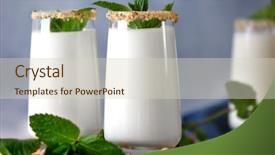  Presentation with nut - PPT theme having delicious nut milk shake background and a soft green colored foreground