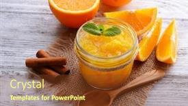  Presentation with orange spilled paint - Amazing slides having delicious orange jam on table close-up backdrop and a tawny brown colored foreground