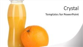 Presentation with fruit juice bottle - PPT layouts featuring orange juice in a bottle background and a  colored foreground
