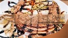  Presentation with pancake - Presentation with delicious-pancake-stack-with-honey background and a coral colored foreground