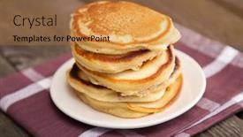  Presentation with wooden - Amazing PPT theme having delicious-pancakes-on-a-wooden backdrop and a coral colored foreground