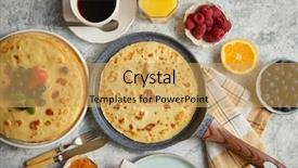  Presentation with fresh fruits and leafty greens - Slide deck consisting of delicious pancakes on stone frying background and a yellow colored foreground