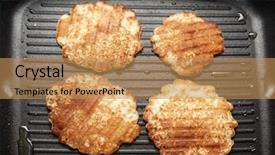  Presentation with frying - Audience pleasing slides consisting of delicious pancakes on the frying pan backdrop and a coral colored foreground