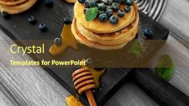  Presentation with blueberries - Audience pleasing slides consisting of delicious-pancakes-with-blueberries-honey backdrop and a tawny brown colored foreground