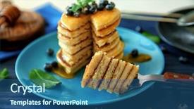  Presentation with blueberries - PPT layouts with delicious-pancakes-with-blueberries background and a ocean colored foreground