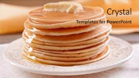  Presentation with honey - Slide set featuring delicious pancakes with honey on plate on table close-up background and a yellow colored foreground