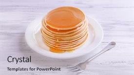  Presentation with honey - Audience pleasing slide deck consisting of delicious pancakes with honey on plate on table close-up backdrop and a light gray colored foreground