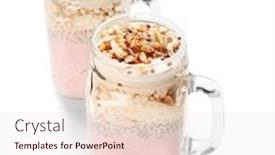 Presentation with granola - Colorful PPT theme enhanced with delicious parfait with granola backdrop and a sky blue colored foreground