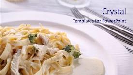  Presentation with pasta - Cool new theme with delicious pasta alfredo with chicken backdrop and a  colored foreground