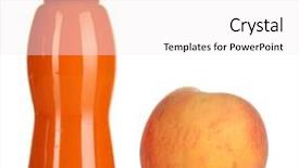  Presentation with juice - Presentation theme having peach juice in glass bottle background and a white colored foreground
