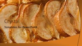  Presentation with pear - Theme enhanced with delicious pear tart closeup background and a gold colored foreground