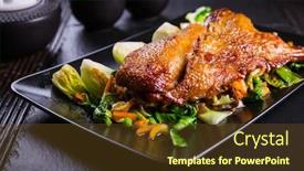  Presentation with breast - PPT layouts enhanced with delicious-peking-duck-breast background and a tawny brown colored foreground