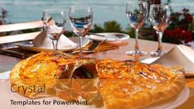  Presentation with italian food - Slide set with delicious-pizza-calzone-italian-food background and a gold colored foreground