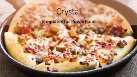  Presentation with cut - Slide set with delicious pizza in a pan background and a coral colored foreground