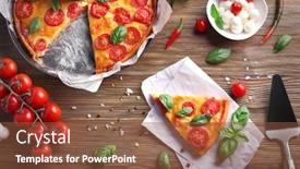  Presentation with pizza - Cool new PPT theme with delicious-pizza-on-kitchen-table backdrop and a  colored foreground