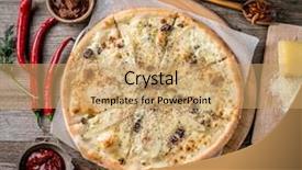  Presentation with sauces - Beautiful presentation design featuring delicious-pizza-with-cheese-nuts backdrop and a coral colored foreground