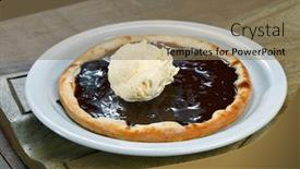  Presentation with chocolate ice cream - Presentation design featuring delicious pizza with chocolate with ice cream background and a coral colored foreground