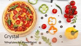  Presentation with pizza - Theme enhanced with delicious pizza with ingredients background and a coral colored foreground
