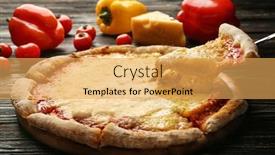  Presentation with pizza - Colorful presentation theme enhanced with delicious-pizza-with-slice backdrop and a yellow colored foreground