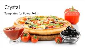  Presentation with hydroponics vegetables hydroponic vegetable - Slide set featuring delicious pizza with vegetables isolated background and a  colored foreground