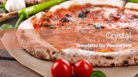  Presentation with wooden - Cool new presentation with delicious-pizzas-on-wooden-table backdrop and a  colored foreground