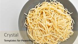  Presentation with spaghetti - PPT theme featuring delicious-plate-of-italian-spaghetti background and a yellow colored foreground
