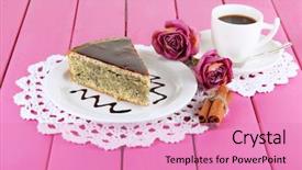  Presentation with cup cake - Presentation consisting of delicious-poppy-seed-cake background and a coral colored foreground