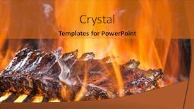  Presentation with grill - Audience pleasing PPT layouts consisting of delicious pork spareribs on cast-iron grill grate garden barbecue backdrop and a gold colored foreground