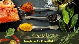  Presentation with healthy food - Beautiful presentation design featuring delicious portion of fresh salmon backdrop and a tawny brown colored foreground