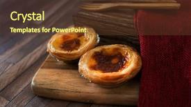  Presentation with egg pie - Cool new slide set with delicious portuguese egg tart dessert backdrop and a tawny brown colored foreground