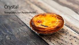 Presentation with dessert - Colorful presentation enhanced with delicious portuguese egg tart dessert backdrop and a mint green colored foreground