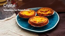  Presentation with dessert - Slide set featuring delicious portuguese egg tart dessert background and a  colored foreground
