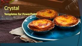  Presentation with dessert - Slide deck consisting of delicious portuguese egg tart dessert background and a tawny brown colored foreground